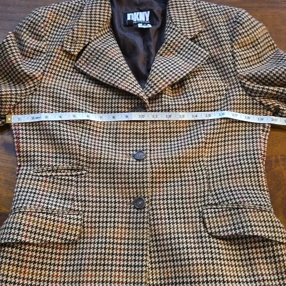 DKNY Vintage Houndstooth Wool And Cashmere Blazer Size 10 - Picture 8 of 14